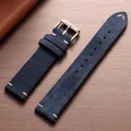 Bracelet montre cuir suédé 14 à 22 mm – Couleur du bracelet dark blue