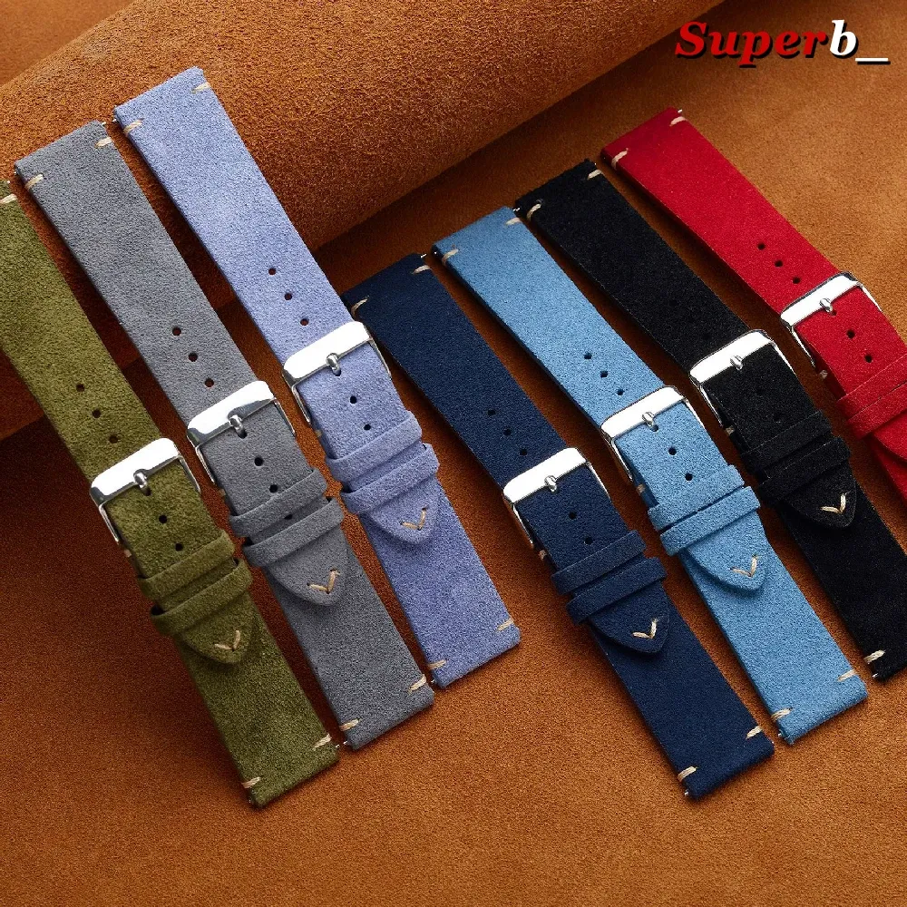 Bracelet montre cuir suédé 14 à 22 mm