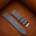 Bracelet montre cuir suédé 14 à 22 mm vintage – Couleur du bracelet dark grey