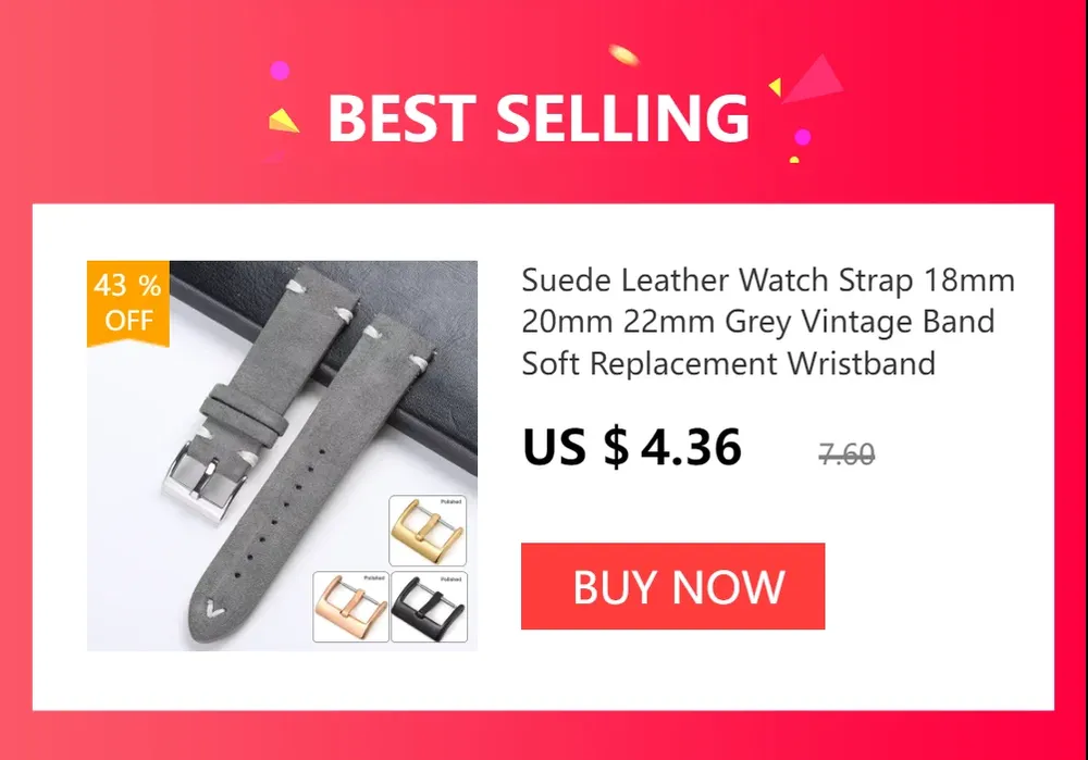 Bracelet montre cuir suédé 14 à 22 mm vintage