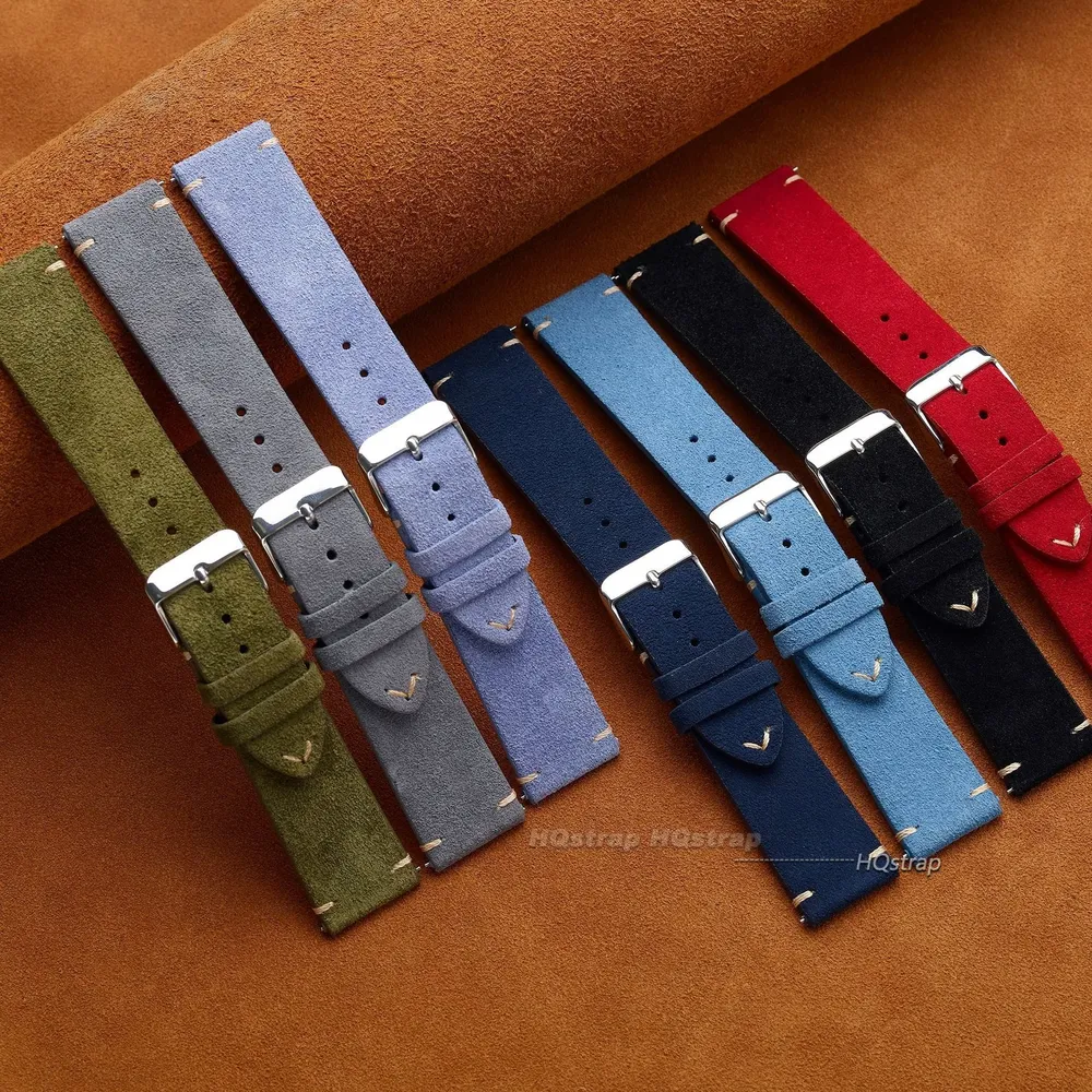 Bracelet montre cuir suédé 14 à 22 mm vintage