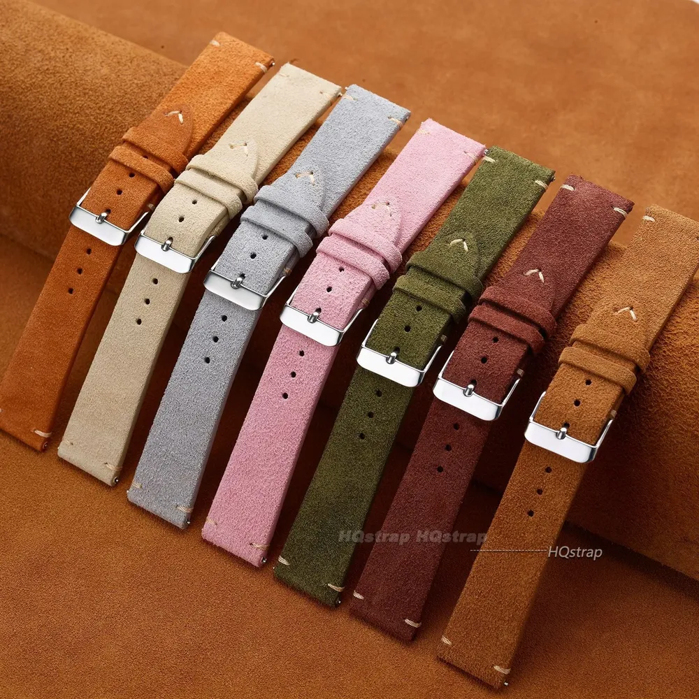 Bracelet montre cuir suédé 14 à 22 mm vintage