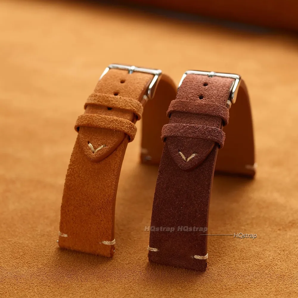 Bracelet montre cuir suédé 14 à 22 mm vintage