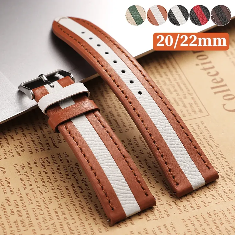 Bracelet montre cuir vache étanche 20 à 22 mm