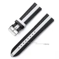Bracelet montre cuir vache étanche 20 à 22 mm – Couleur du bracelet black white