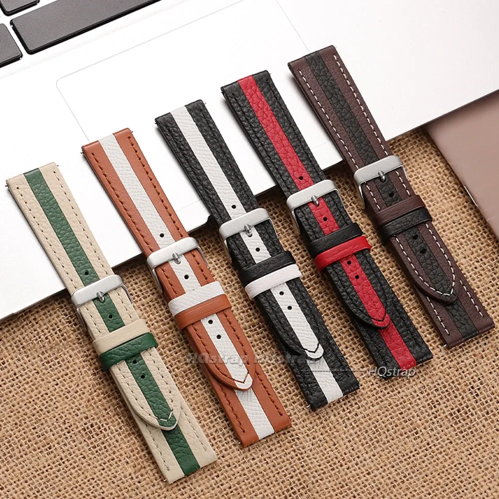 Bracelet montre cuir vache étanche 20 à 22 mm