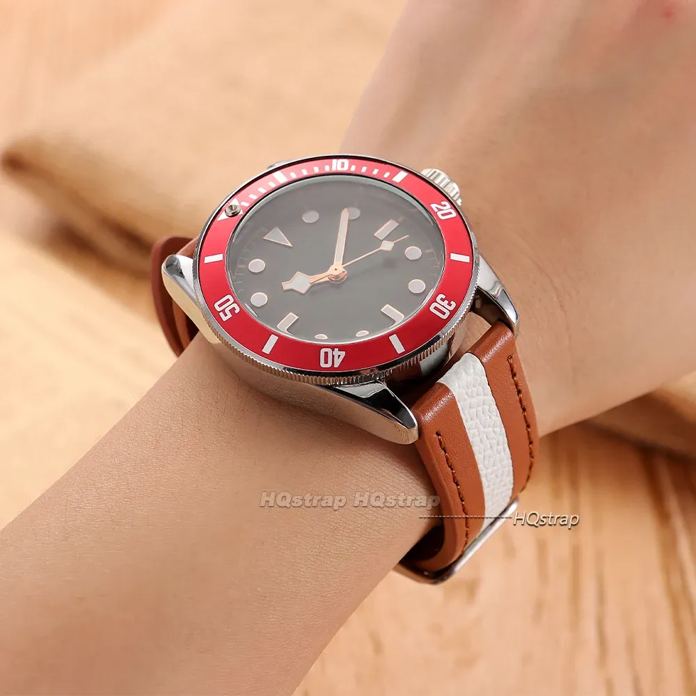Bracelet montre cuir vache étanche 20 à 22 mm