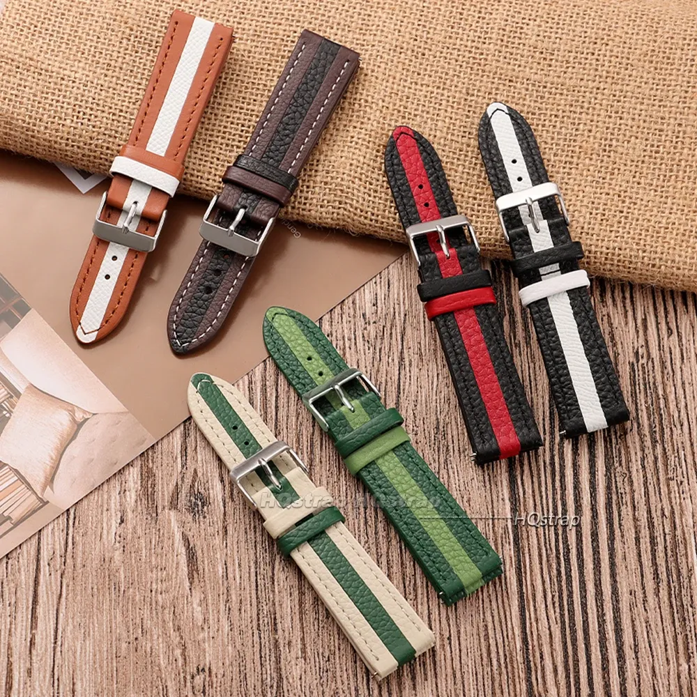 Bracelet montre cuir vache étanche 20 à 22 mm