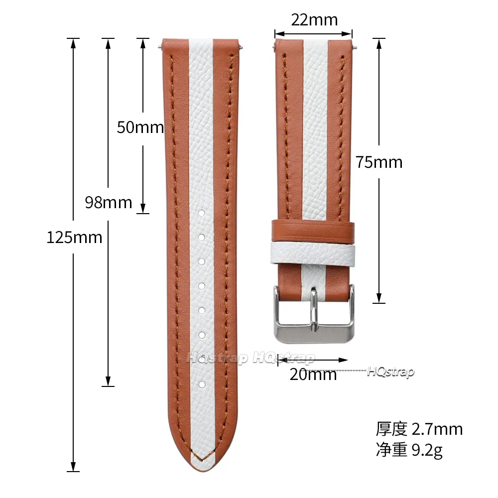 Bracelet montre cuir vache étanche 20 à 22 mm
