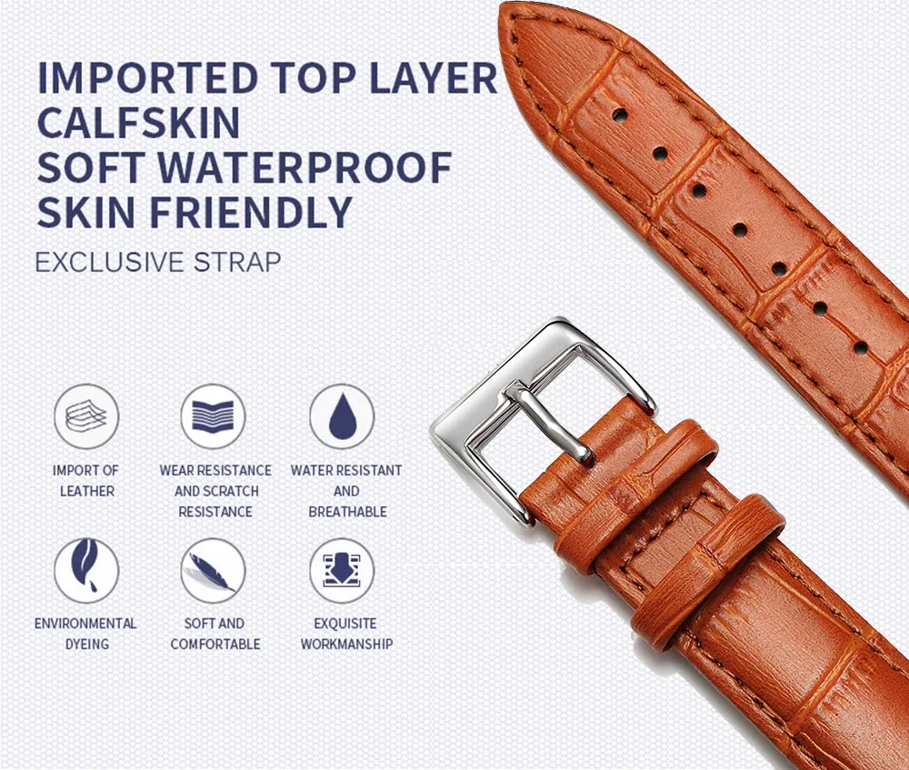 Bracelet montre cuir vachette 12 à 22 mm souple