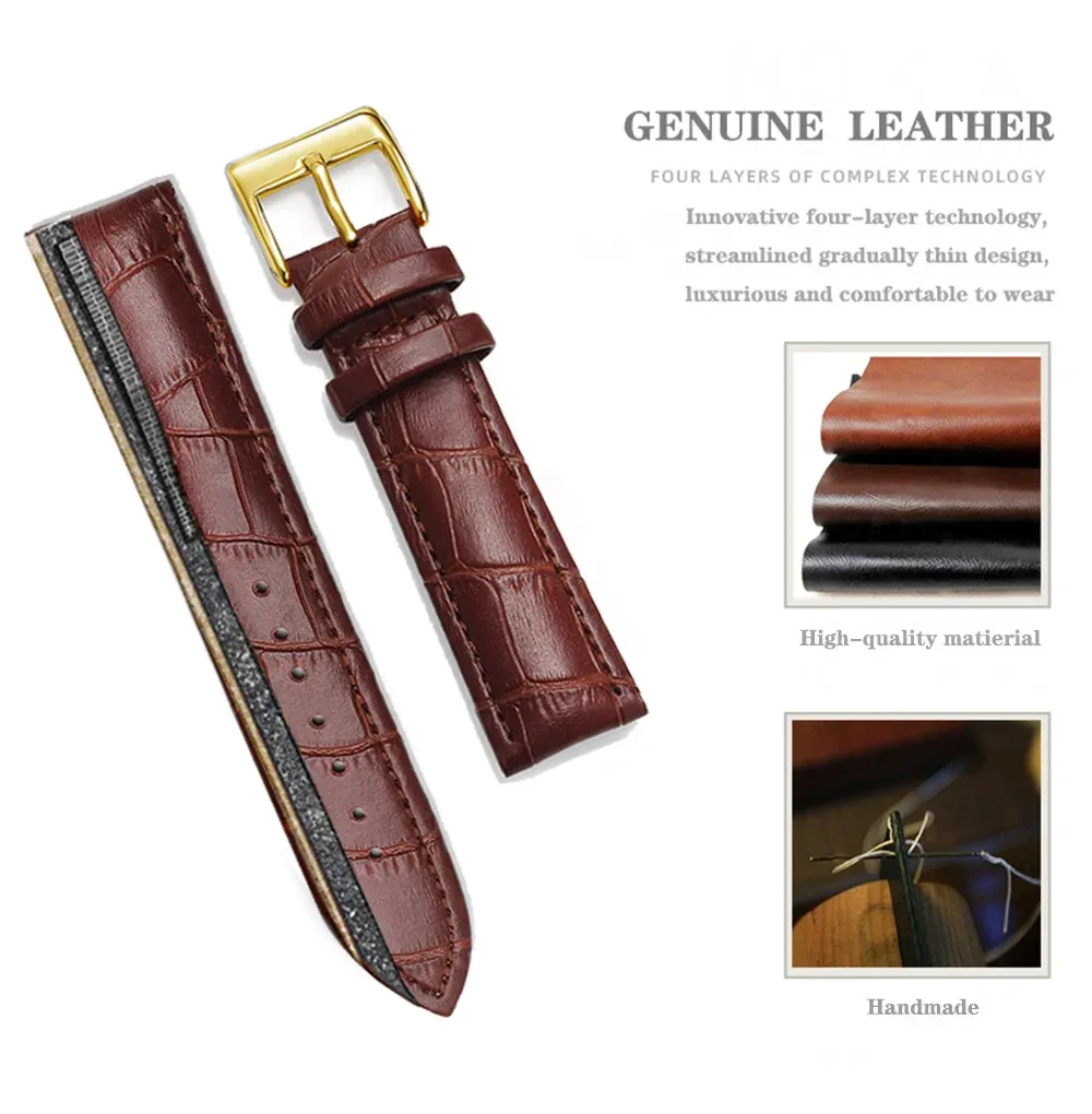 Bracelet montre cuir vachette 12 à 22 mm souple