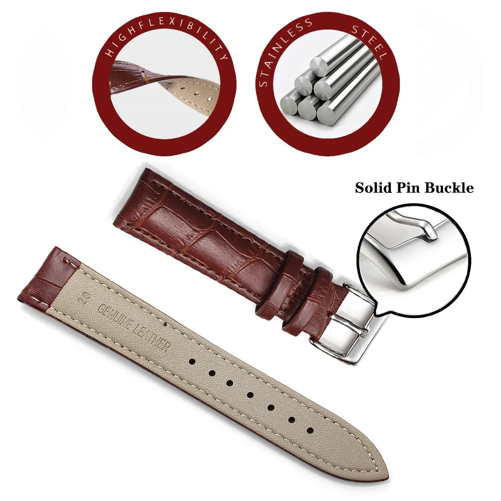 Bracelet montre cuir vachette 12 à 22 mm souple