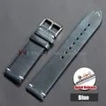 Bracelet montre cuir vachette 18 à 24 mm ciré huilé – Couleur du bracelet Blue