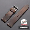 Bracelet montre cuir vachette 18 à 24 mm ciré huilé – Couleur du bracelet Dark Brown