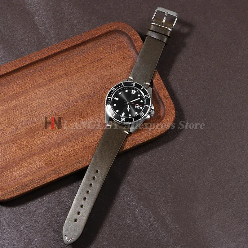 Bracelet montre cuir vachette 18 à 24 mm ciré huilé