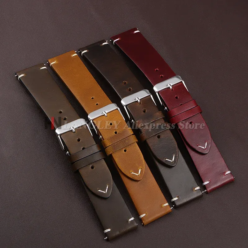 Bracelet montre cuir vachette 18 à 24 mm ciré huilé
