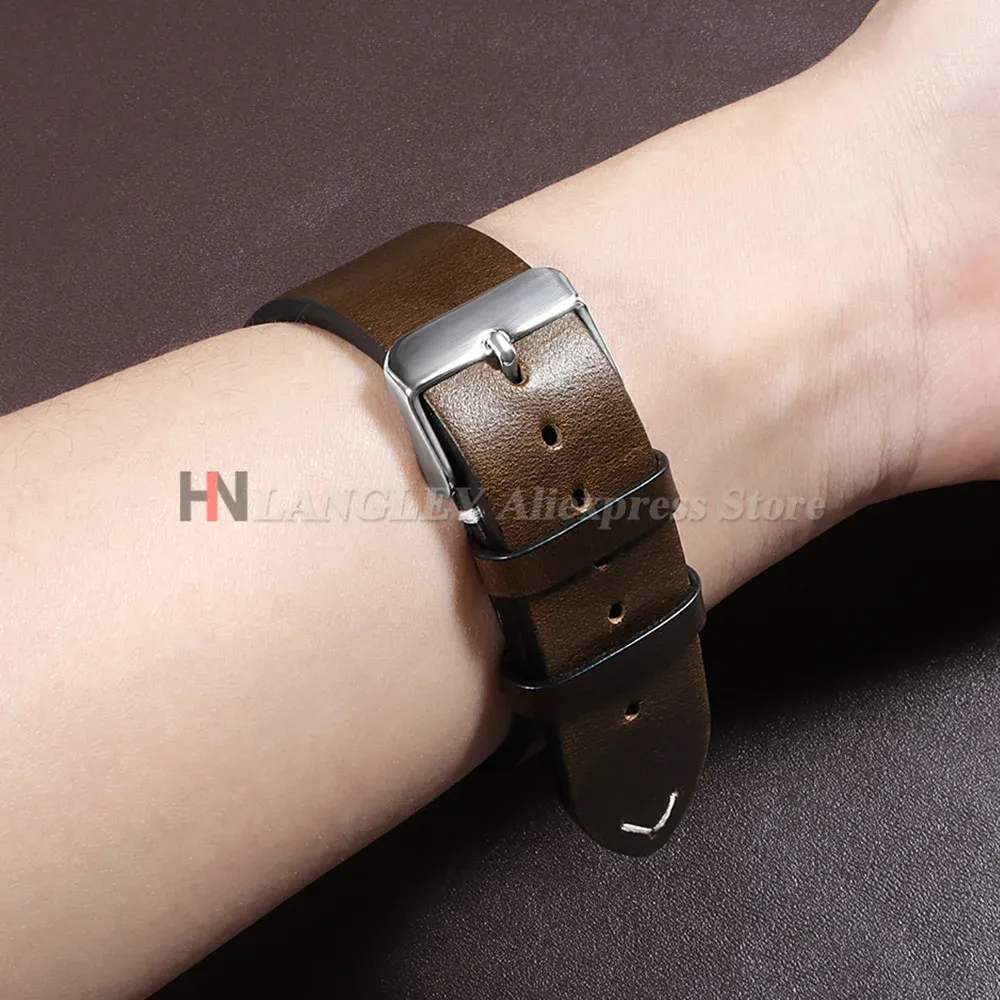 Bracelet montre cuir vachette 18 à 24 mm ciré huilé