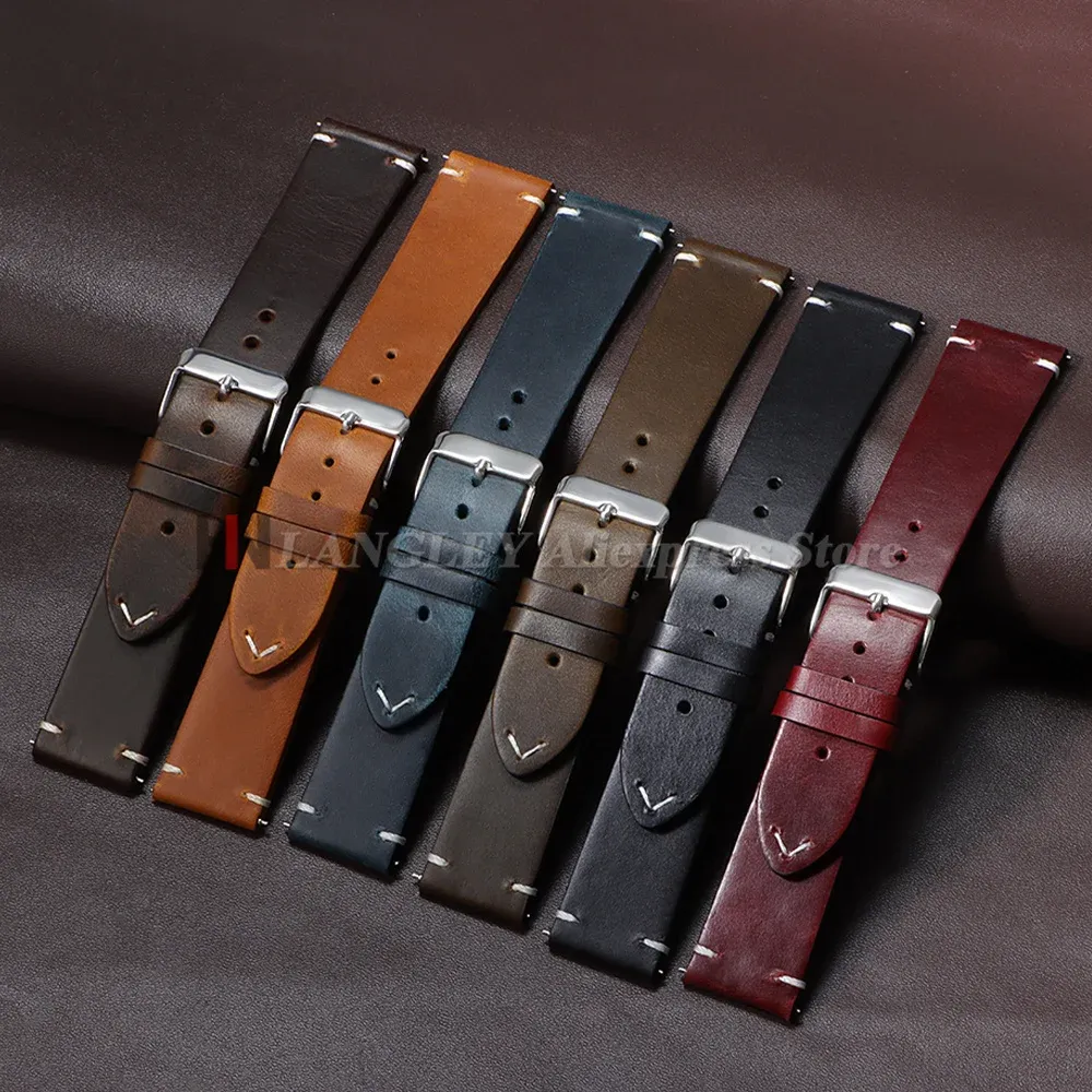 Bracelet montre cuir vachette 18 à 24 mm ciré huilé