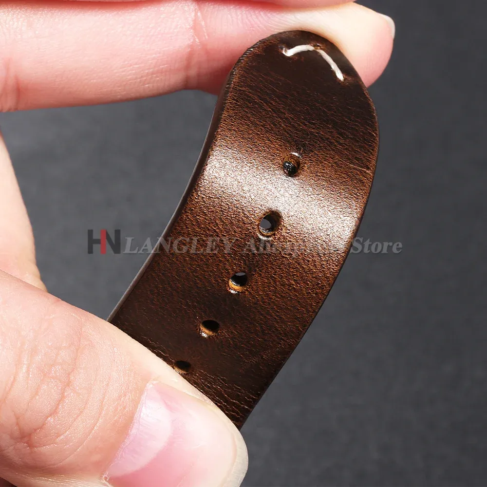 Bracelet montre cuir vachette 18 à 24 mm ciré huilé