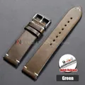 Bracelet montre cuir vachette 18 à 24 mm ciré huilé – Couleur du bracelet Green