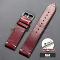 Bracelet montre cuir vachette 18 à 24 mm ciré huilé – Couleur du bracelet Red