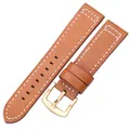 Bracelet montre cuir vachette 18 à 24 mm pour Samsung Gear S3 – Couleur du bracelet Boucle dorée brune