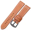 Bracelet montre cuir vachette 18 à 24 mm pour Samsung Gear S3 – Couleur du bracelet Boucle marron noire