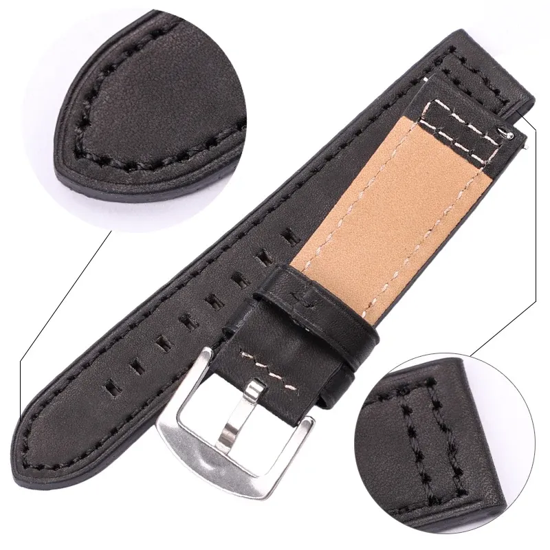 Bracelet montre cuir vachette 18 à 24 mm pour Samsung Gear S3