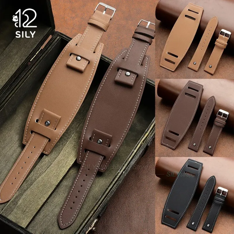 Bracelet montre cuir vachette 20 à 24 mm mat