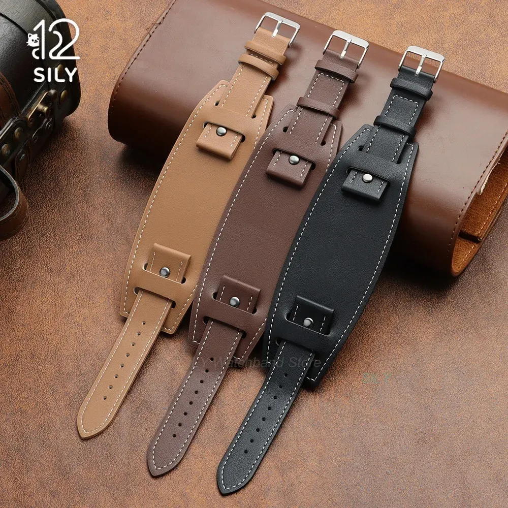 Bracelet montre cuir vachette 20 à 24 mm mat