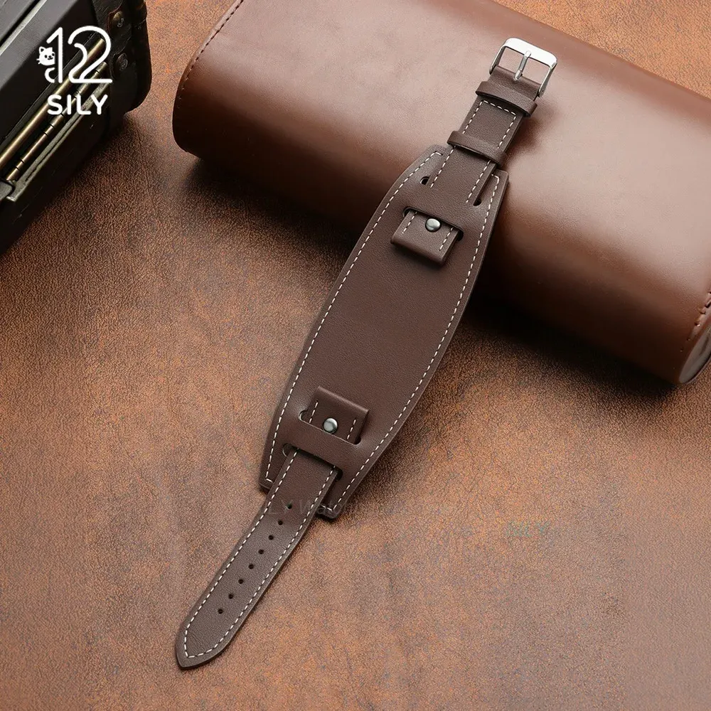Bracelet montre cuir vachette 20 à 24 mm mat