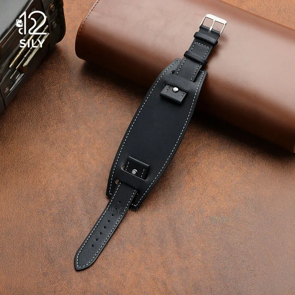 Bracelet montre cuir vachette 20 à 24 mm mat