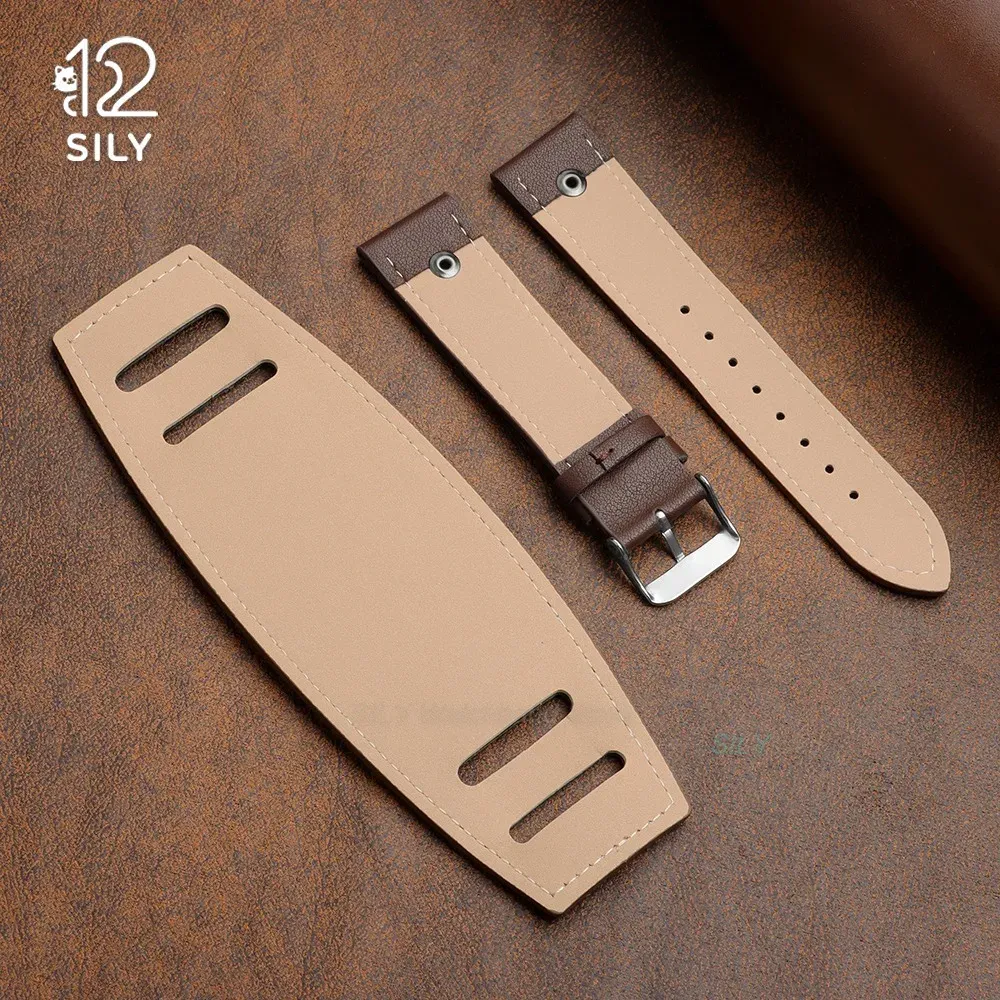Bracelet montre cuir vachette 20 à 24 mm mat