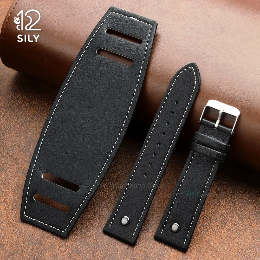 Bracelet montre cuir vachette 20 à 24 mm mat