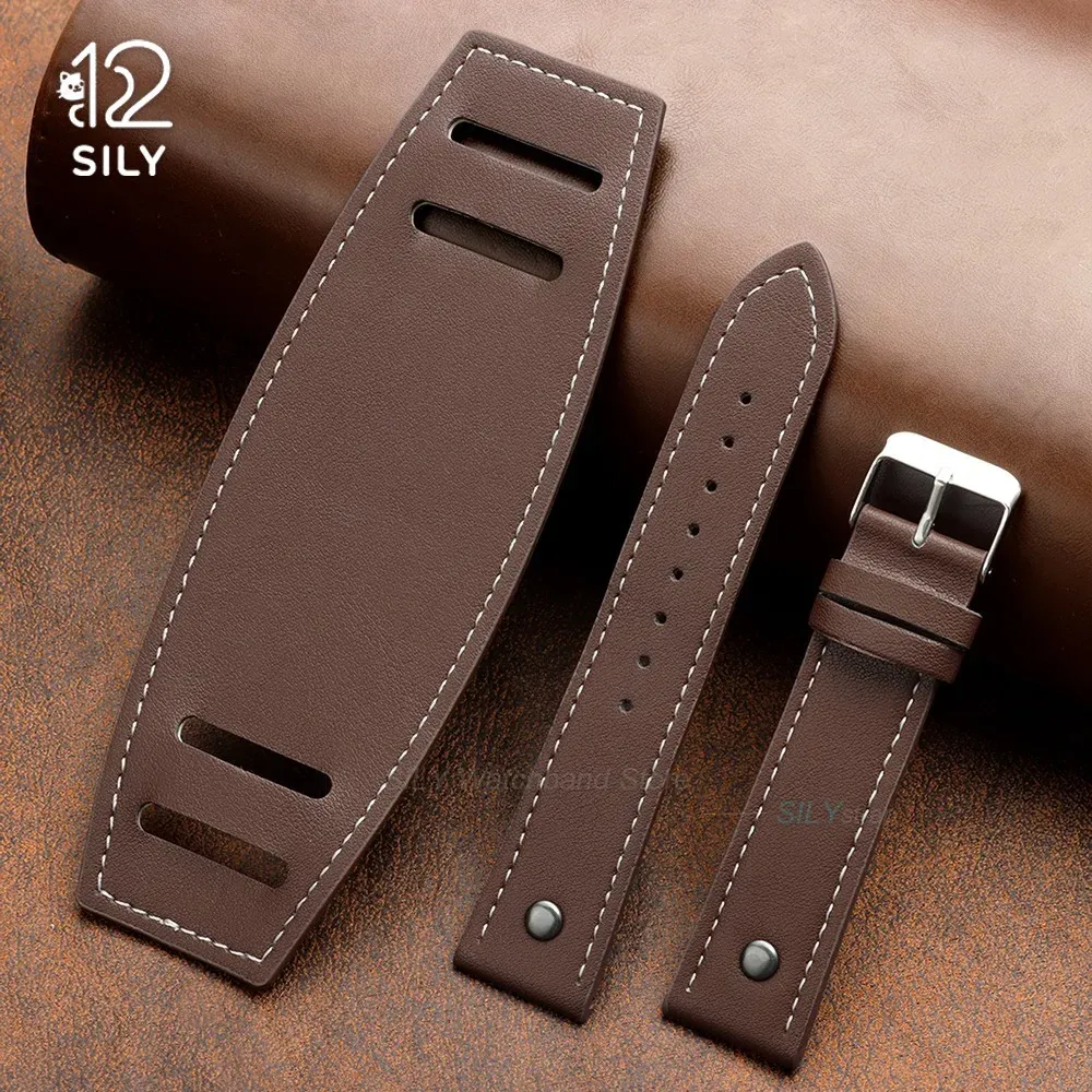 Bracelet montre cuir vachette 20 à 24 mm mat