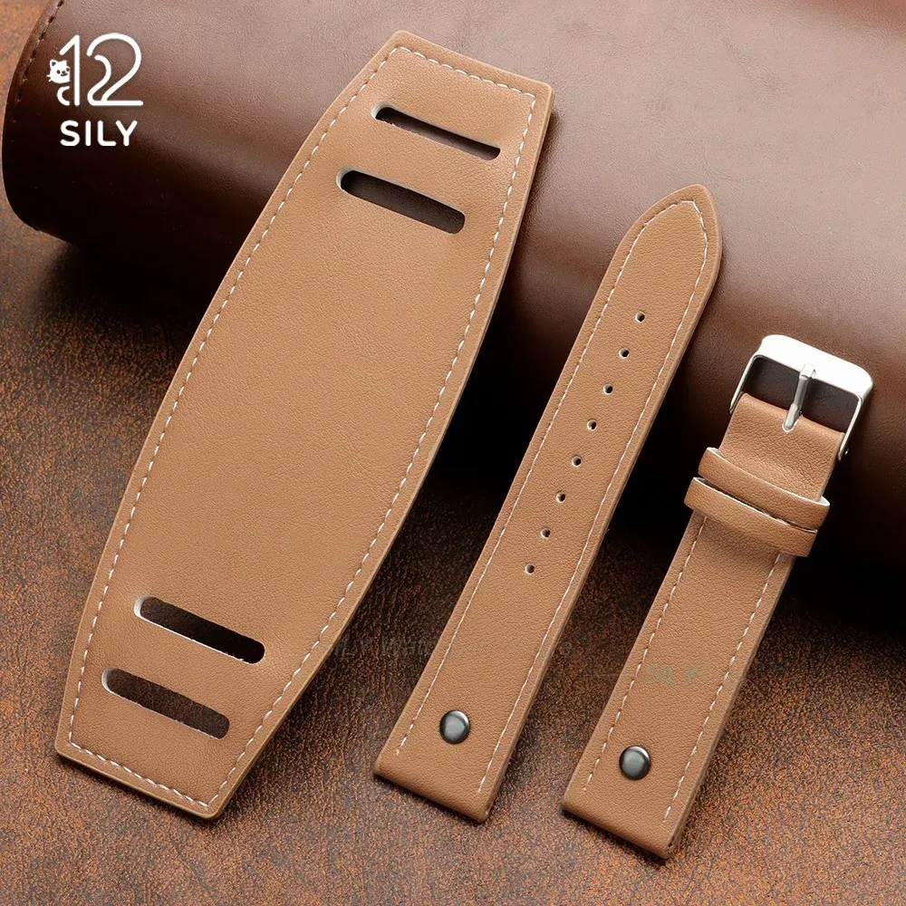 Bracelet montre cuir vachette 20 à 24 mm mat