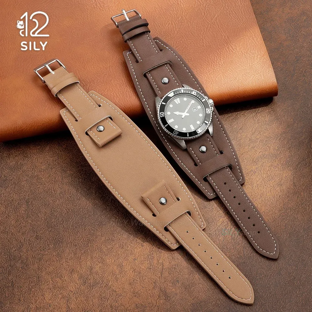Bracelet montre cuir vachette 20 à 24 mm mat