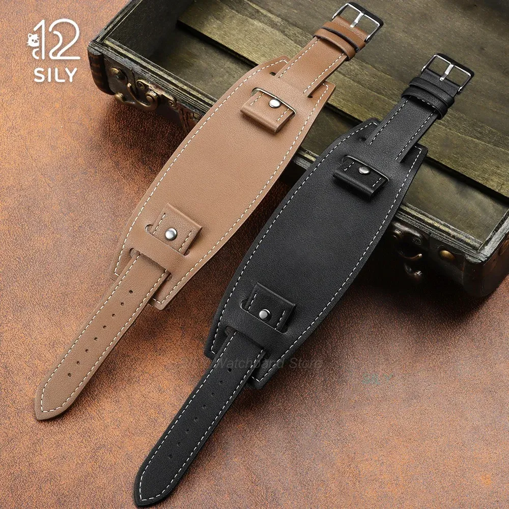 Bracelet montre cuir vachette 20 à 24 mm mat