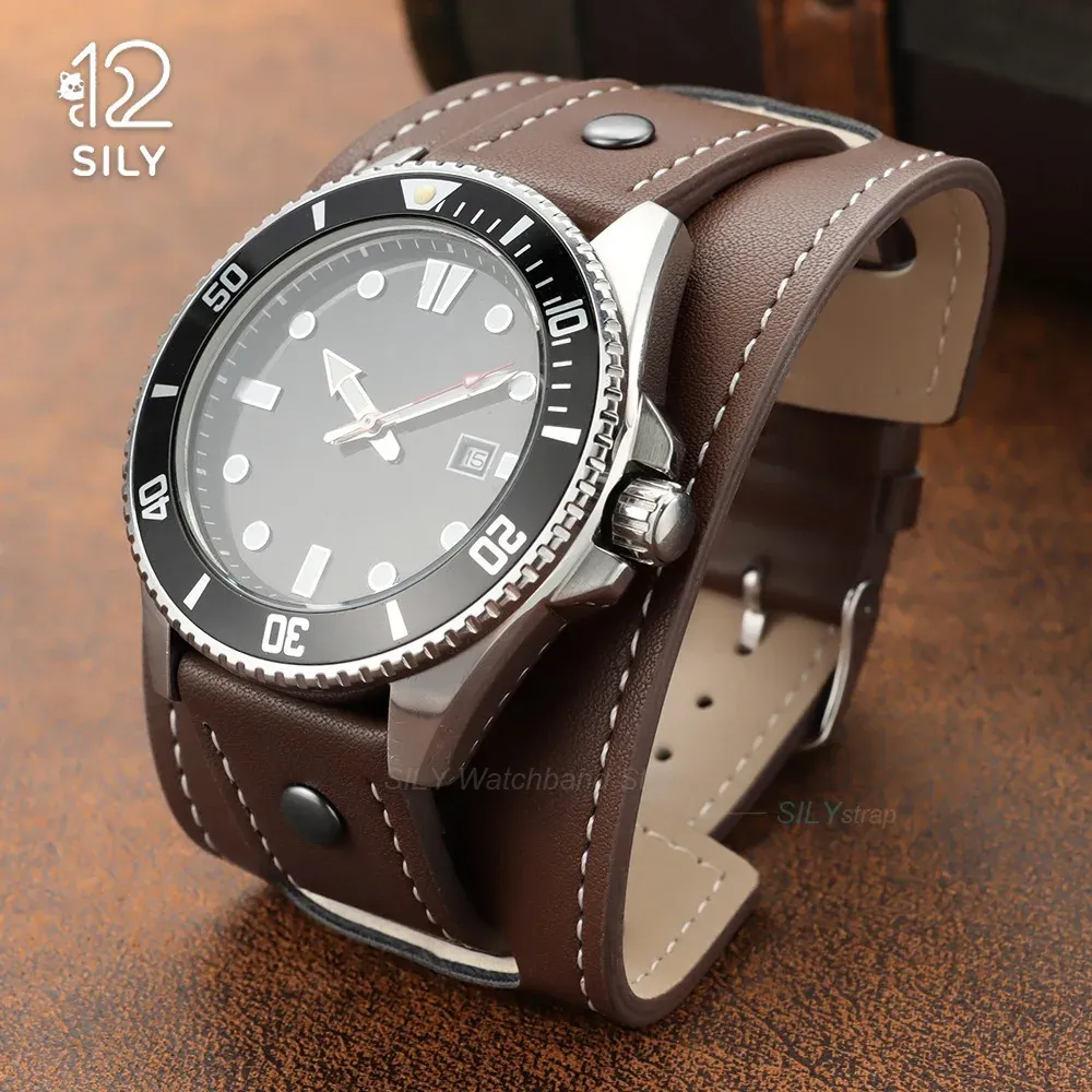 Bracelet montre cuir vachette 20 à 24 mm mat