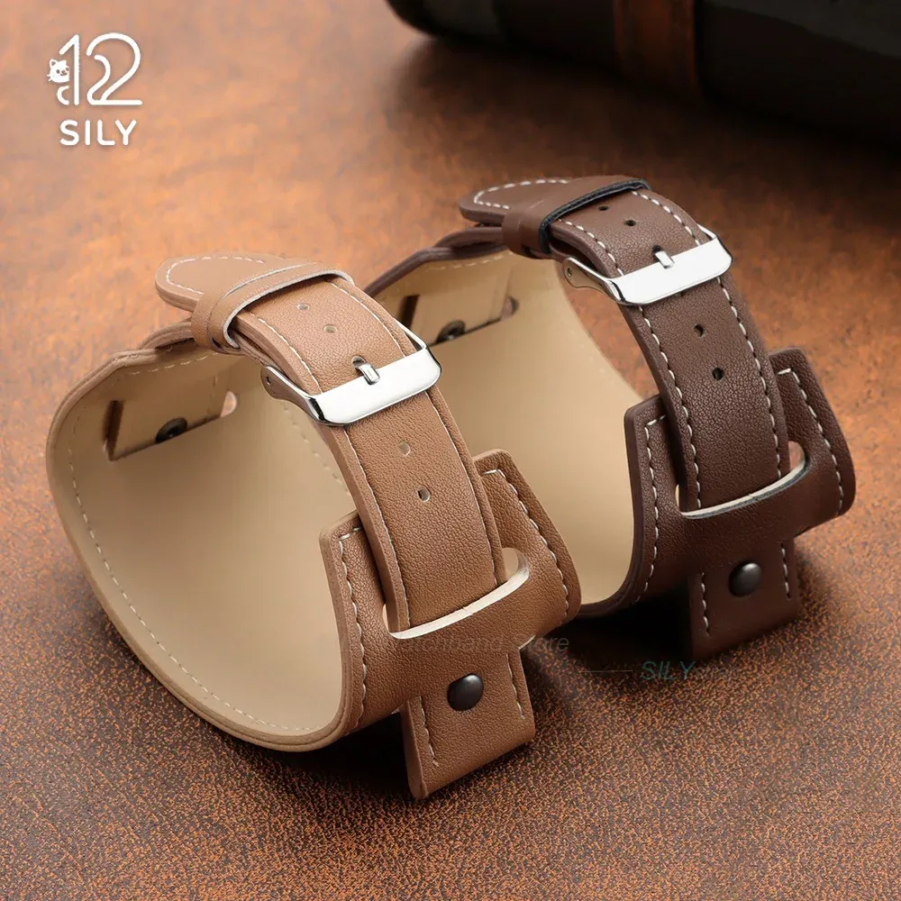 Bracelet montre cuir vachette 20 à 24 mm mat