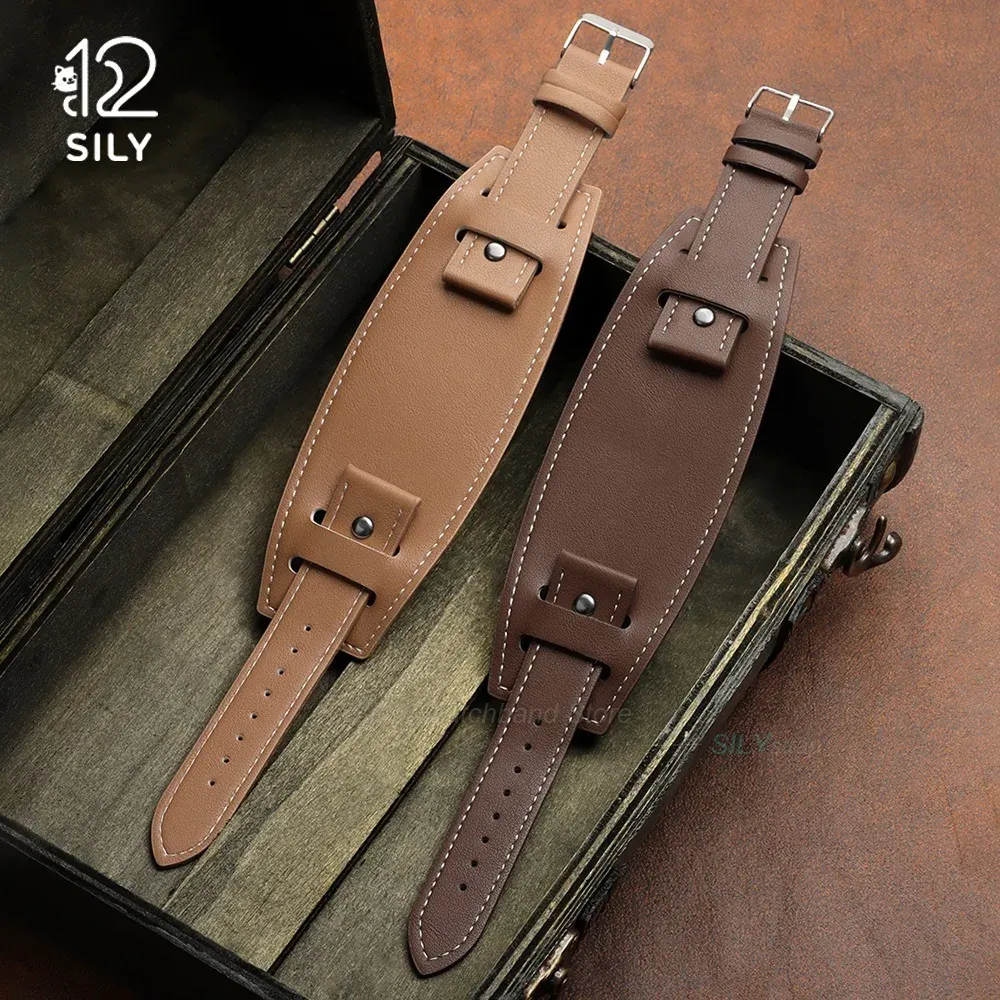 Bracelet montre cuir vachette 20 à 24 mm mat