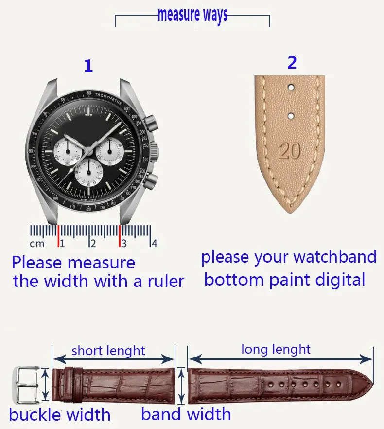 Bracelet montre cuir vachette croco 20 et 22 mm