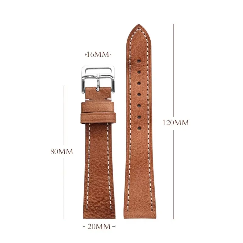 Bracelet montre cuir veau 17 à 24 mm rétro dégradé