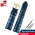 Bracelet montre cuir veau croco 18 à 22 mm – Couleur du bracelet blue gold