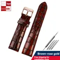 Bracelet montre cuir veau croco 18 à 22 mm – Couleur du bracelet brown Rose gold