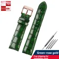 Bracelet montre cuir veau croco 18 à 22 mm – Couleur du bracelet green Rose gold