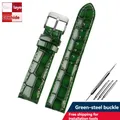 Bracelet montre cuir veau croco 18 à 22 mm – Couleur du bracelet green silver
