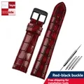 Bracelet montre cuir veau croco 18 à 22 mm – Couleur du bracelet red black