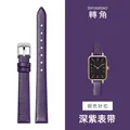 Bracelet montre cuir veau fin 6 à 24 mm étanche – Couleur du bracelet dark purple-silver
