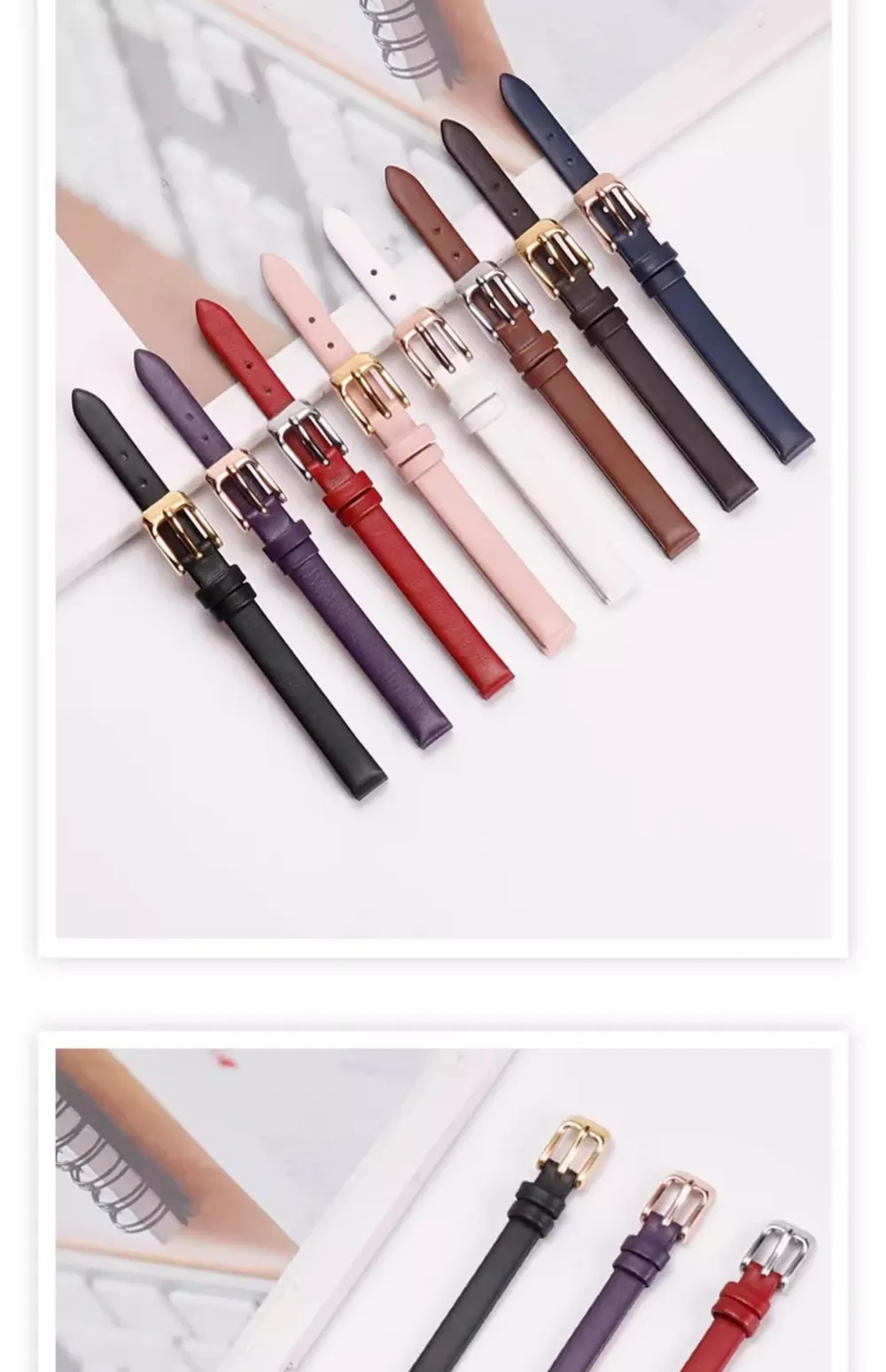 Bracelet montre cuir veau fin 6 à 24 mm étanche